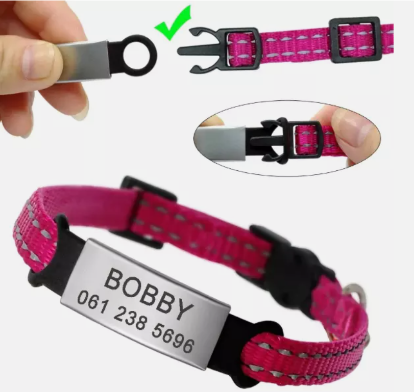 Personalized Slide-On Silicone & Metal Pet ID Tag BLK & SIL