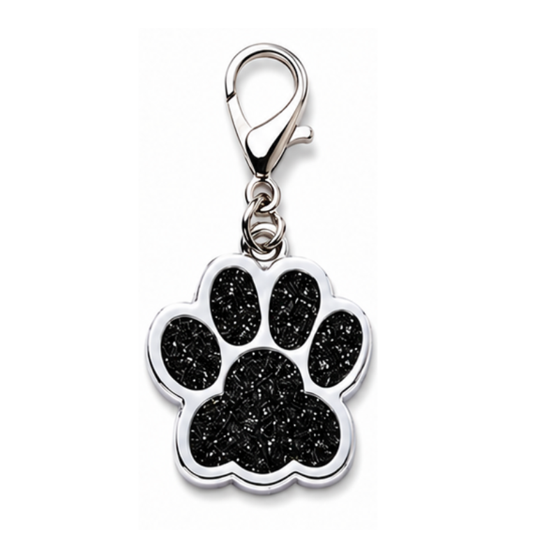Personalized Glitter Paw Pet ID Tag with Lobster Clasp, Custom Engraved Stainless Steel Dog and Cat Collar Tag