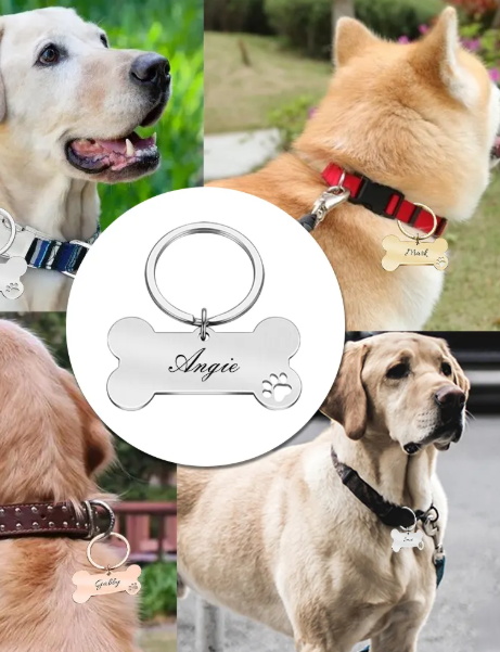 Stainless Steel Personalized Dog Pet tags Double Side Engraved ID Dog Cat Tag