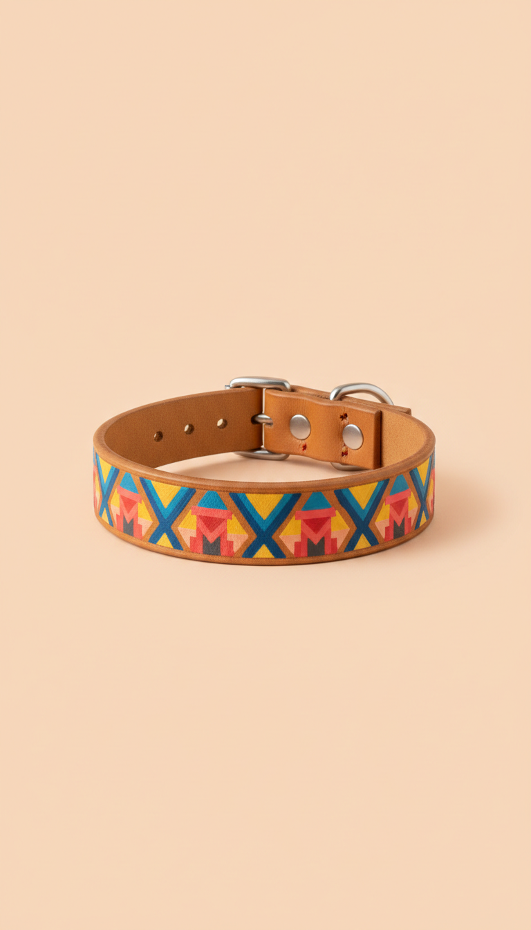 Leather Collar With Artist Print