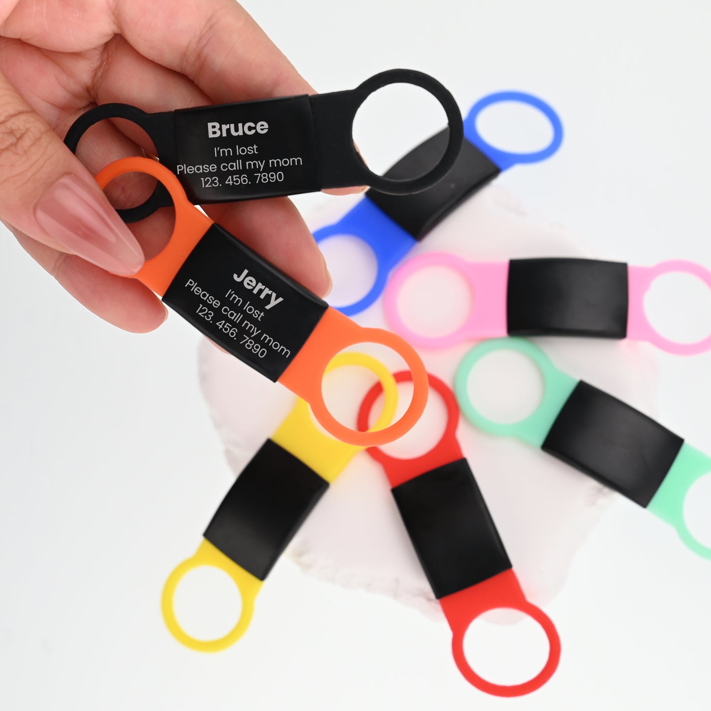 Personalized Slide-On Silicone & Metal Pet ID Tag BLK & SIL