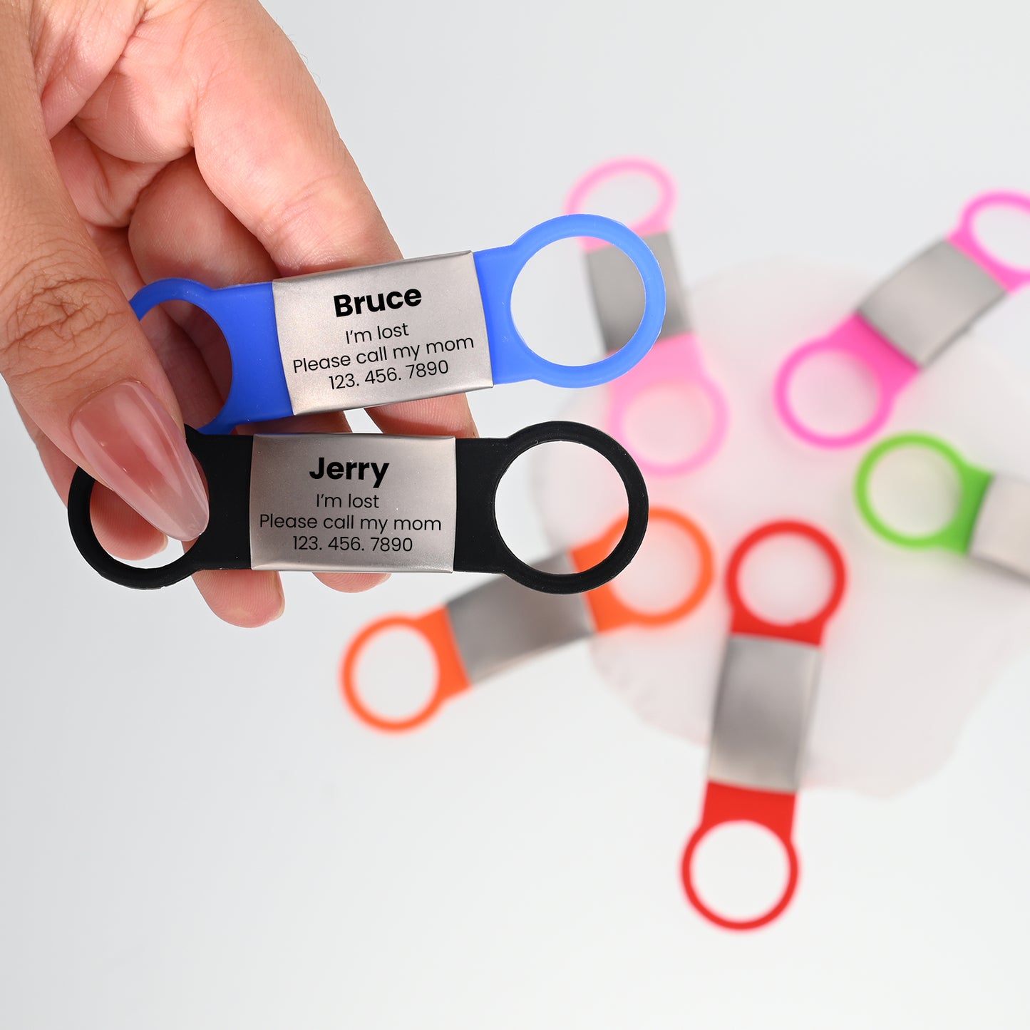 Personalized Slide-On Silicone & Metal Pet ID Tag BLK & SIL