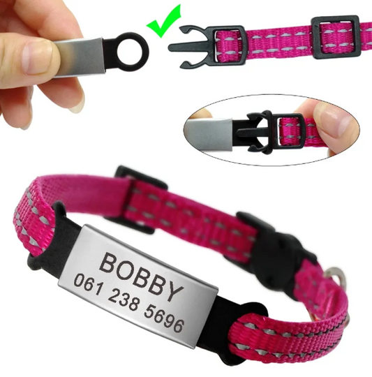 Personalized Slide-On Silicone & Metal Pet ID Tag BLK & SIL