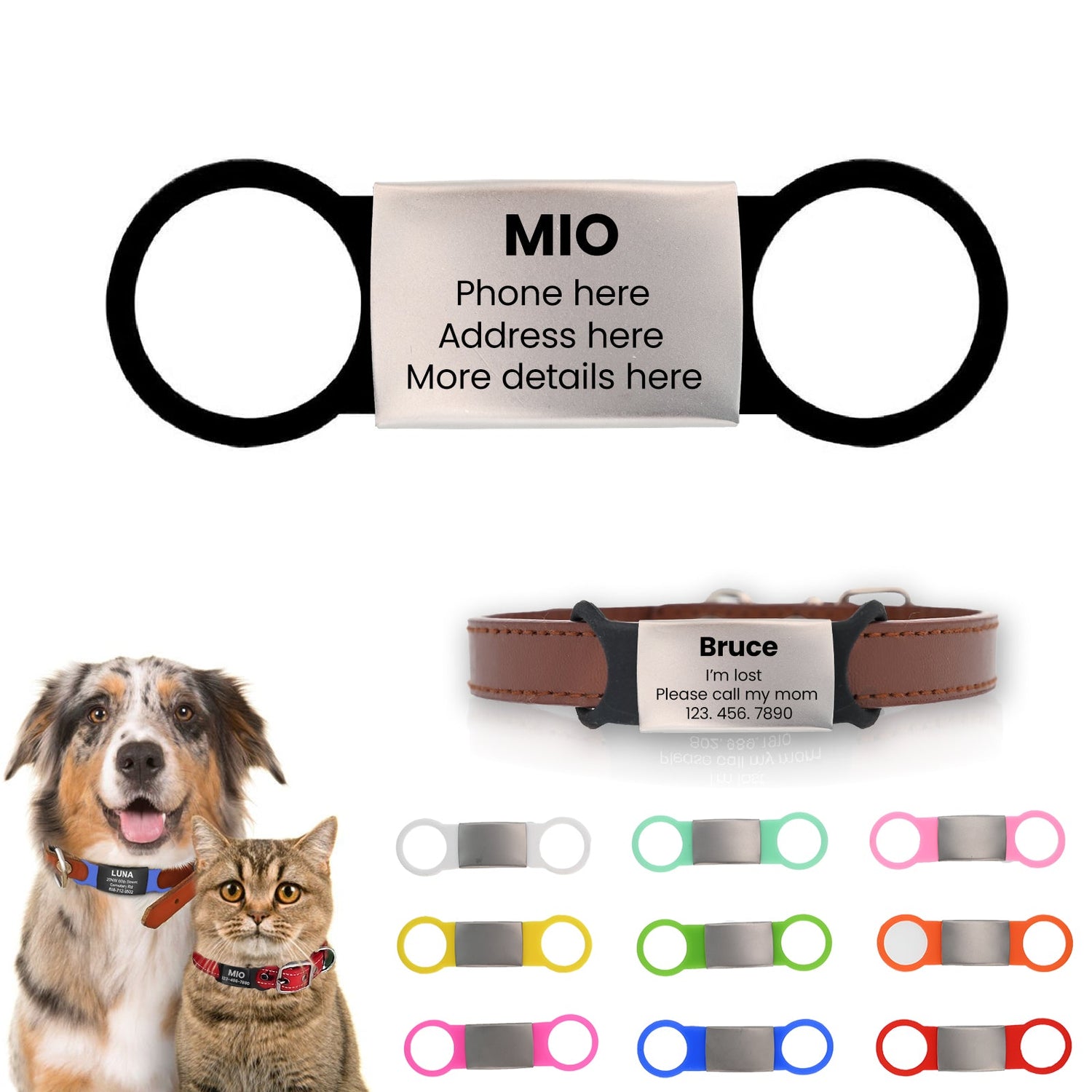 Slide-on Metal Silicone Pet Tags