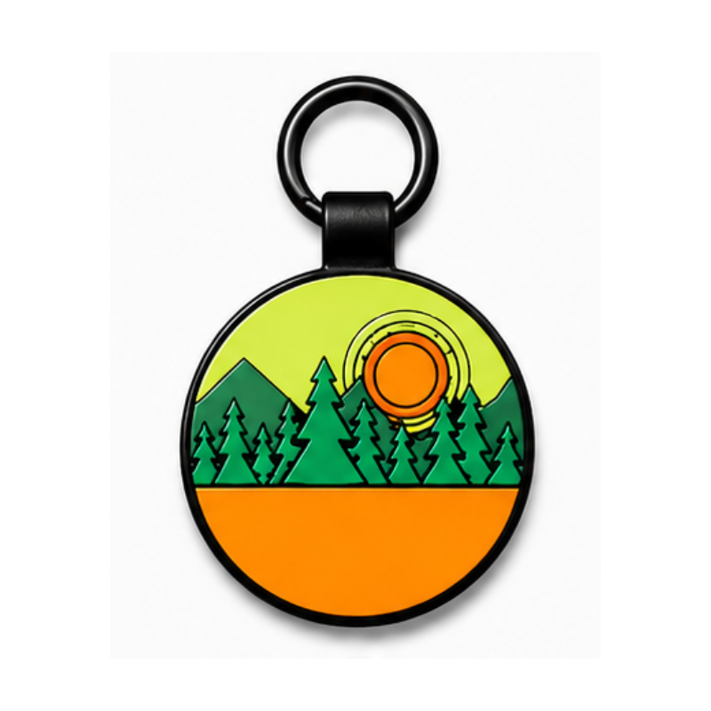 Personalized Scenic Silicone Round Pet ID Tag – Custom Dog & Cat Name Tag