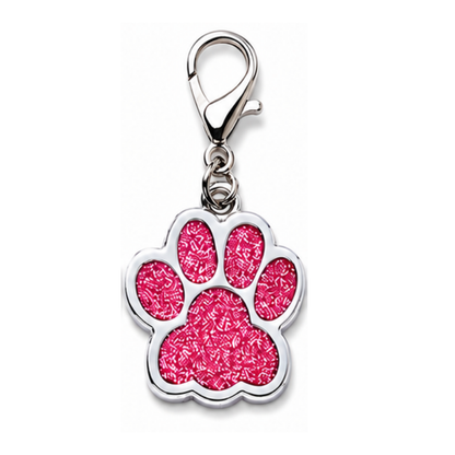 Personalized Glitter Paw Pet ID Tag with Lobster Clasp, Custom Engraved Stainless Steel Dog and Cat Collar Tag