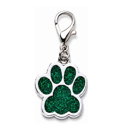 Personalized Glitter Paw Pet ID Tag with Lobster Clasp, Custom Engraved Stainless Steel Dog and Cat Collar Tag