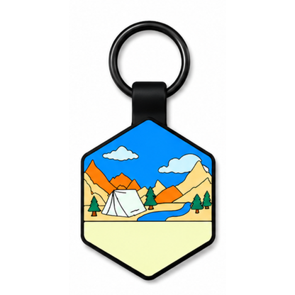 Personalized Scenic Silicone Hexagon Pet ID Tag – Custom Dog & Cat Name Tag