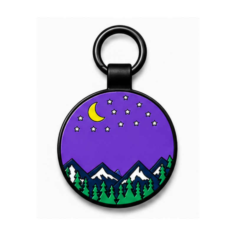 Personalized Scenic Silicone Round Pet ID Tag – Custom Dog & Cat Name Tag