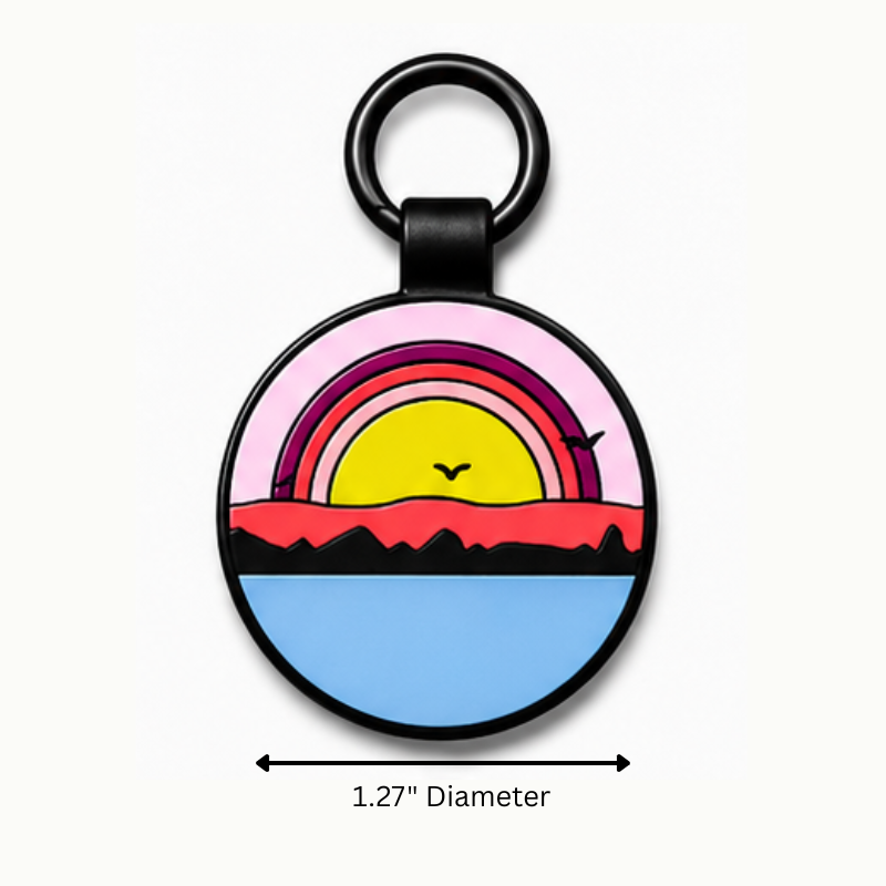 Personalized Scenic Silicone Round Pet ID Tag – Custom Dog & Cat Name Tag