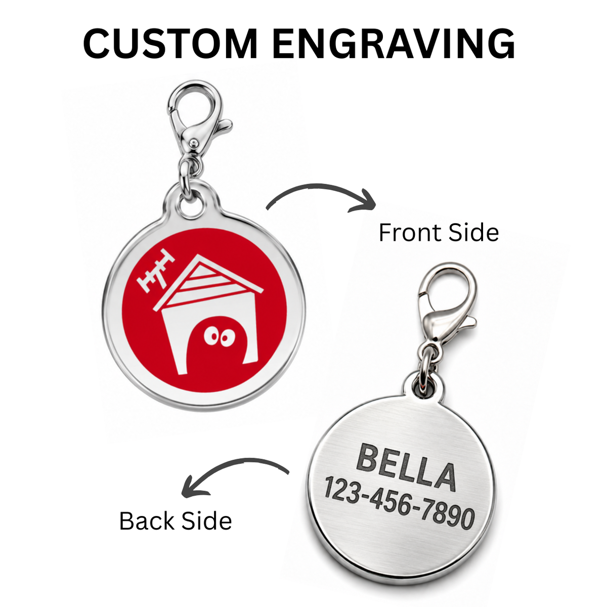 Personalized Enamel House Round Pet ID Tag, Custom Dog and Cat Name Tag with Phone Number, multi size