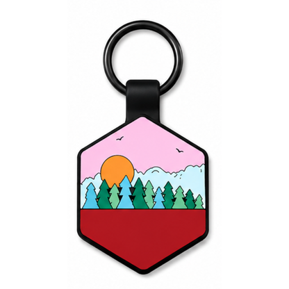 Personalized Scenic Silicone Hexagon Pet ID Tag – Custom Dog & Cat Name Tag