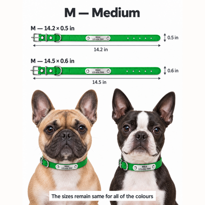 Personalized PU Leather Pet Collar with Stainless Steel Nameplate – Custom Engraved Dog & Cat Collar