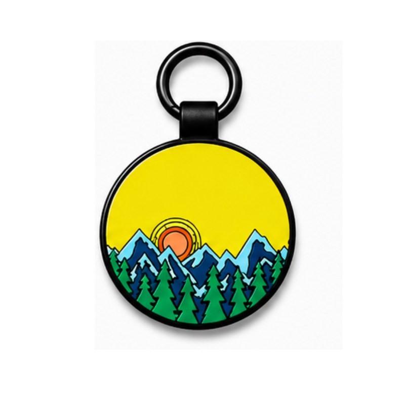 Personalized Scenic Silicone Round Pet ID Tag – Custom Dog & Cat Name Tag