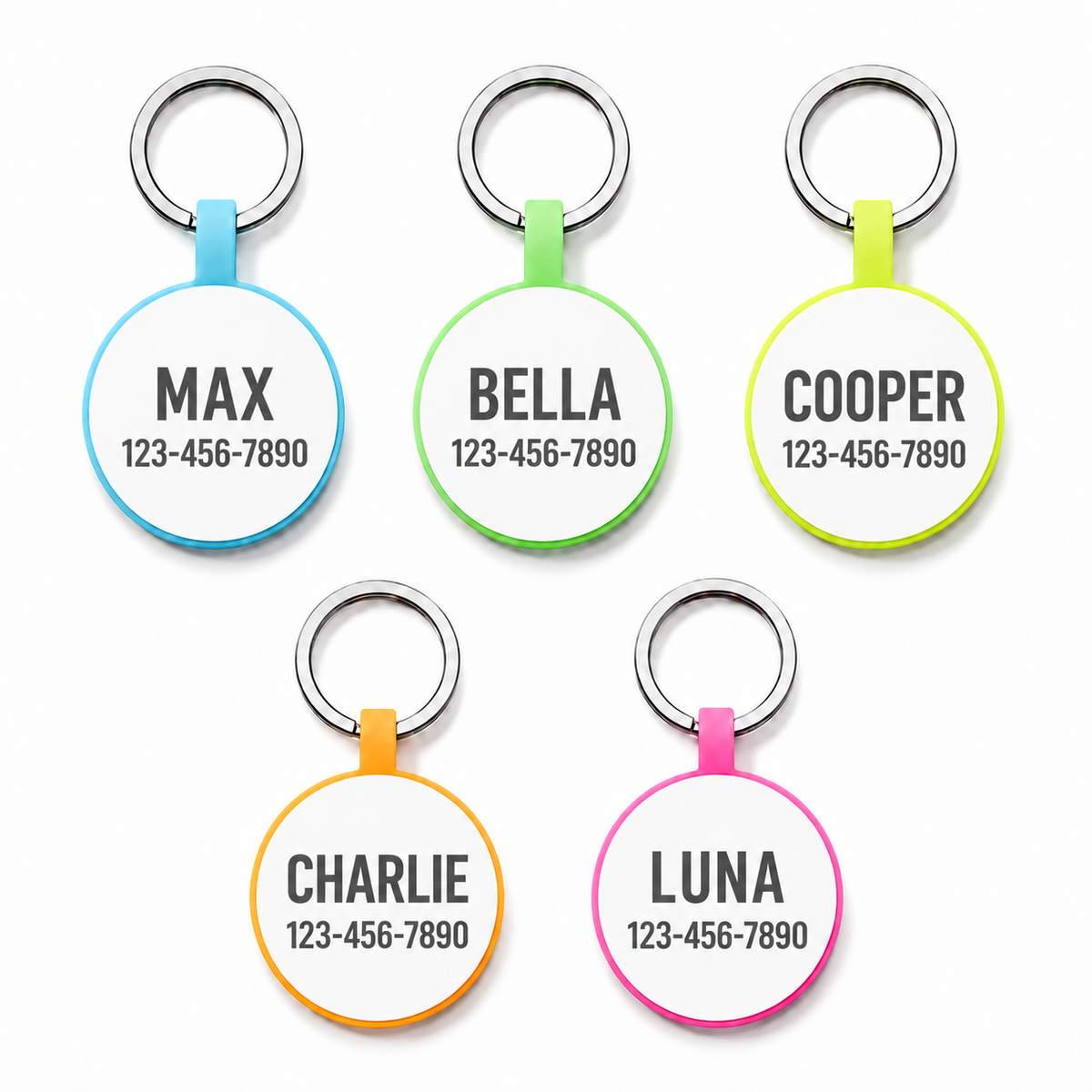 Personalized Glow-in-the-Dark Silicone Pet ID Tag – Round Custom Dog & Cat Name Tag