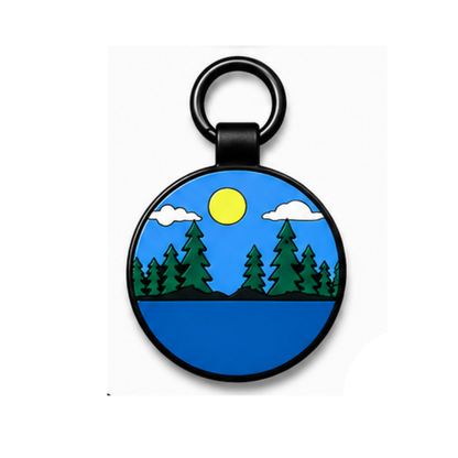 Personalized Scenic Silicone Round Pet ID Tag – Custom Dog & Cat Name Tag