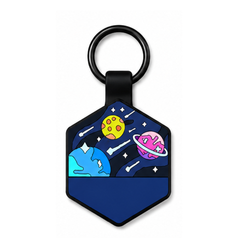 Personalized Scenic Silicone Hexagon Pet ID Tag – Custom Dog & Cat Name Tag