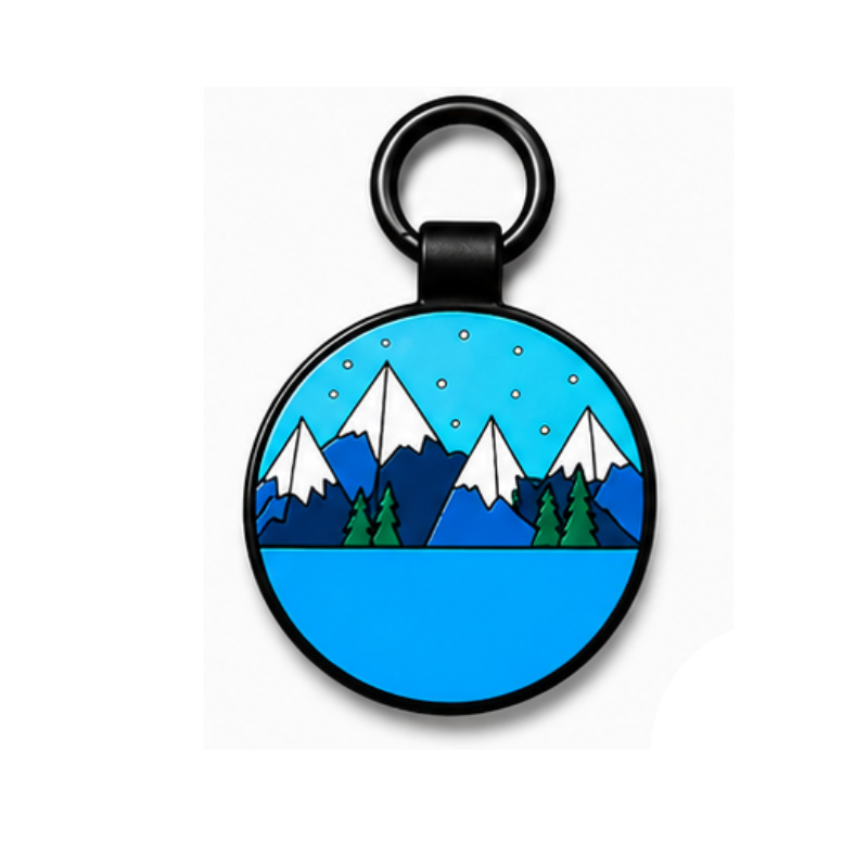 Personalized Scenic Silicone Round Pet ID Tag – Custom Dog & Cat Name Tag