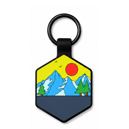 Personalized Scenic Silicone Hexagon Pet ID Tag – Custom Dog & Cat Name Tag