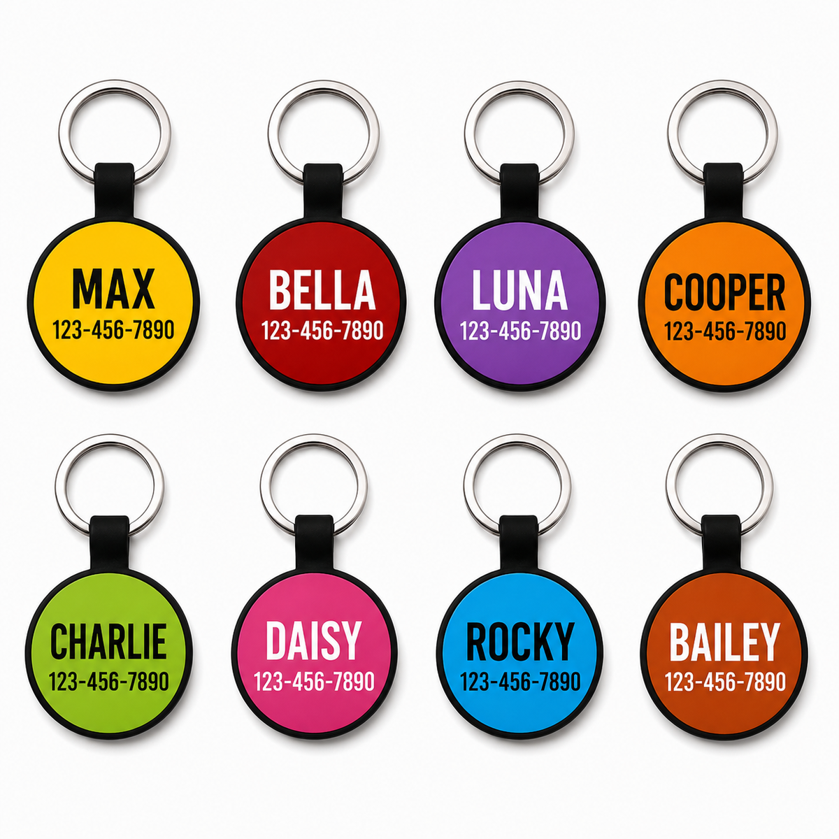 Personalized Silicone Round Pet ID Tag – Custom Dog & Cat Name Tag with Phone Number
