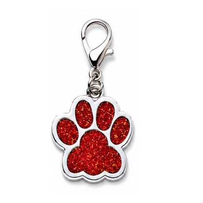 Personalized Glitter Paw Pet ID Tag with Lobster Clasp, Custom Engraved Stainless Steel Dog and Cat Collar Tag