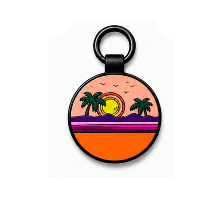 Personalized Scenic Silicone Round Pet ID Tag – Custom Dog & Cat Name Tag