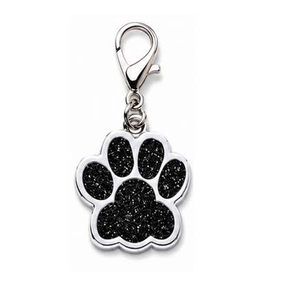 Personalized Glitter Paw Pet ID Tag with Lobster Clasp, Custom Engraved Stainless Steel Dog and Cat Collar Tag