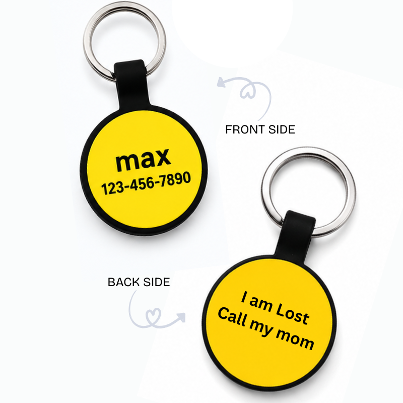 Personalized Silicone Round Pet ID Tag – Custom Dog & Cat Name Tag with Phone Number