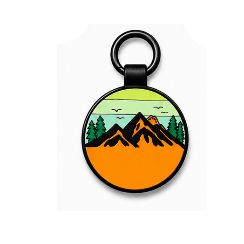 Personalized Scenic Silicone Round Pet ID Tag – Custom Dog & Cat Name Tag