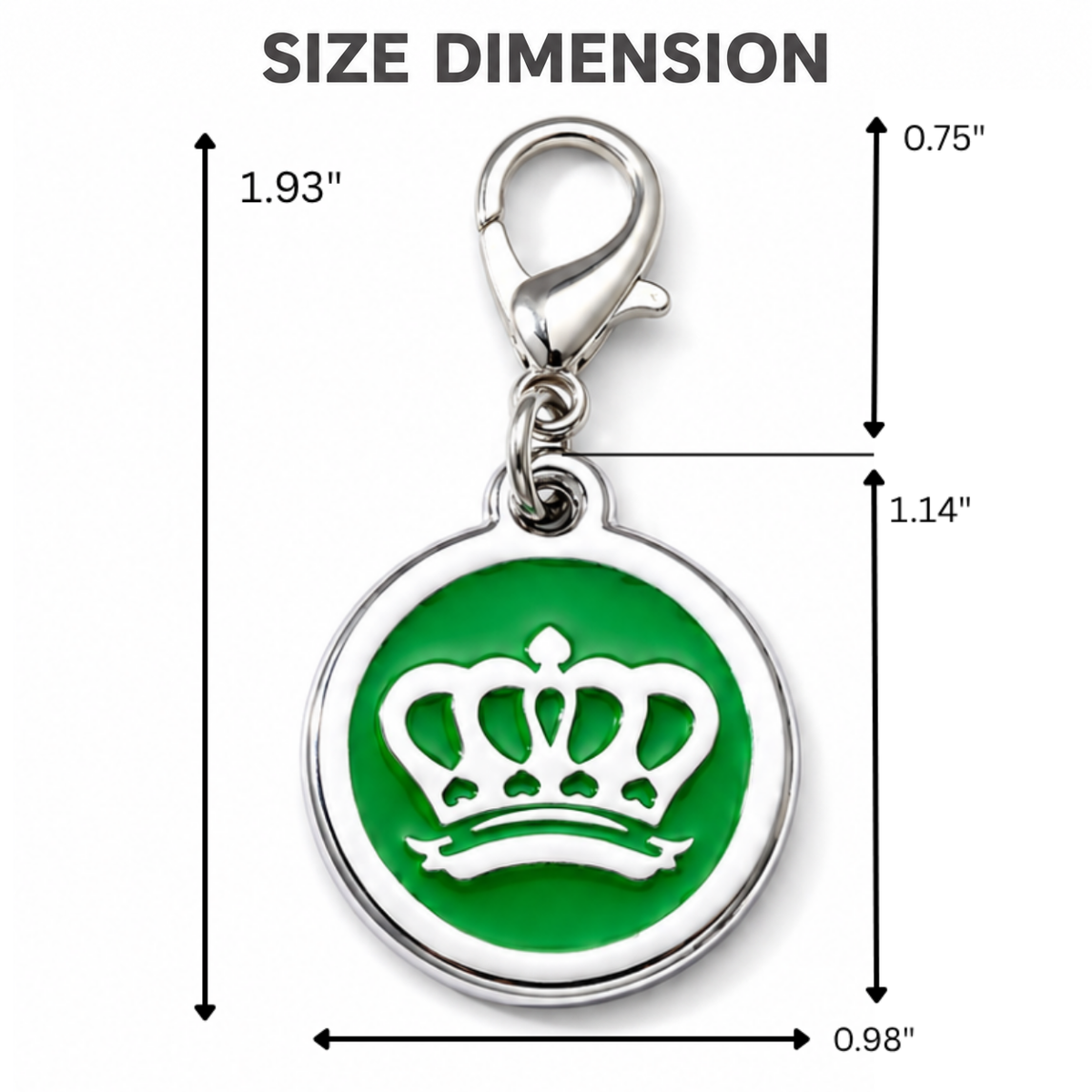 Personalized Enamel King's Crown Round Pet ID Tag, Custom Dog and Cat Name Tag with Phone Number