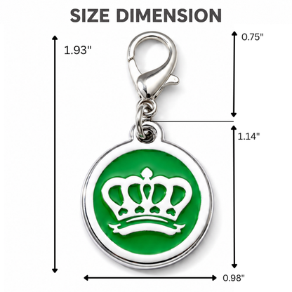 Personalized Enamel King's Crown Round Pet ID Tag, Custom Dog and Cat Name Tag with Phone Number