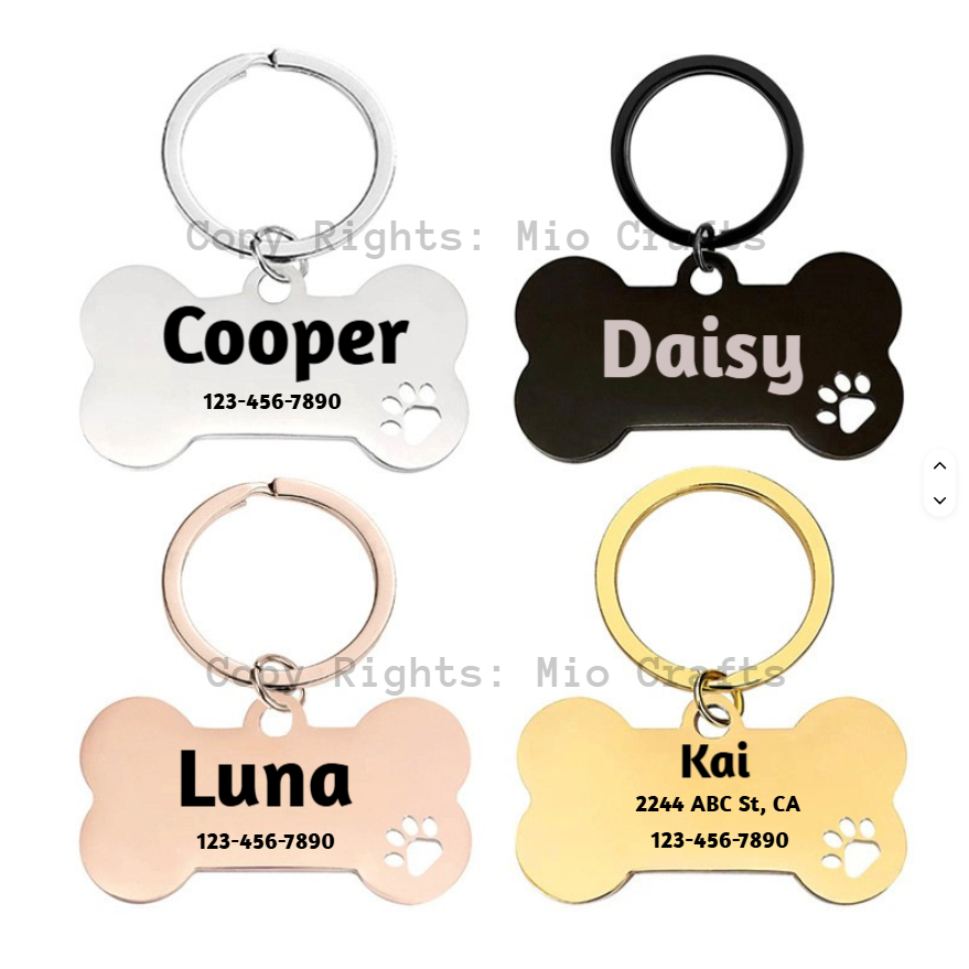 Stainless Steel Personalized Dog Pet tags Double Side Engraved ID Dog Cat Tag