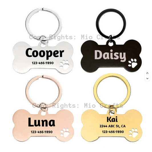Stainless Steel Personalized Dog Pet tags Double Side Engraved ID Dog Cat Tag