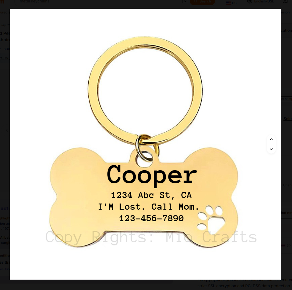 Stainless Steel Personalized Dog Pet tags Double Side Engraved ID Dog Cat Tag