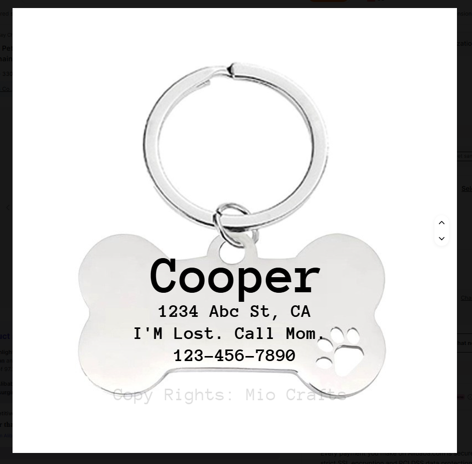 Stainless Steel Personalized Dog Pet tags Double Side Engraved ID Dog Cat Tag