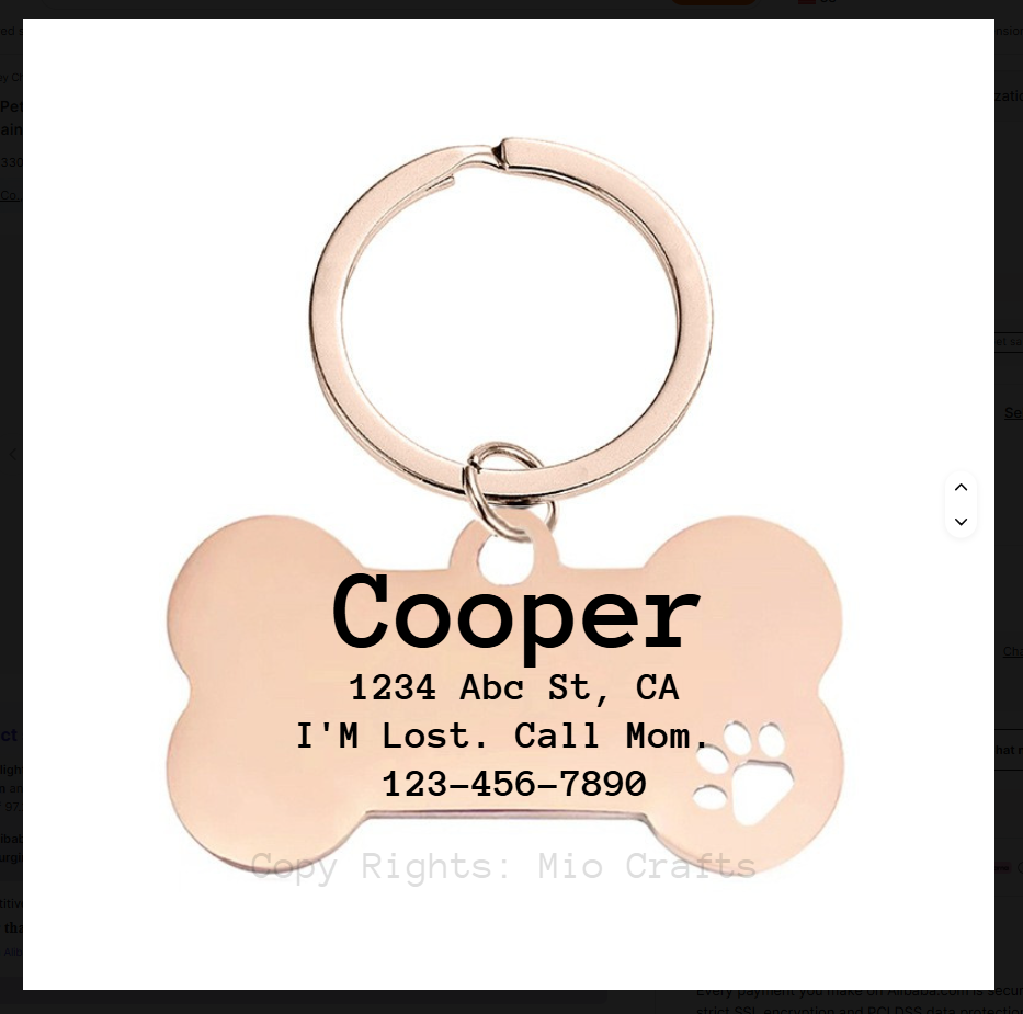 Stainless Steel Personalized Dog Pet tags Double Side Engraved ID Dog Cat Tag