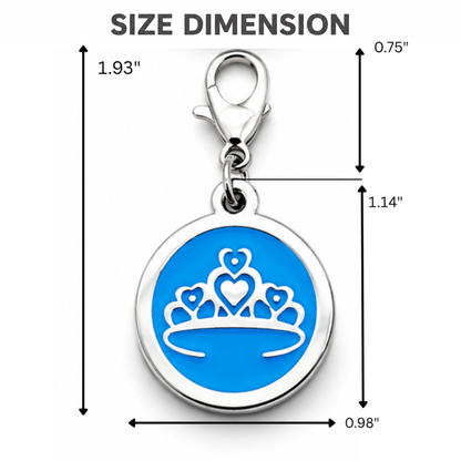 Personalized Enamel Queen's Crown Round Pet ID Tag, Custom Dog and Cat Name Tag with Phone Number