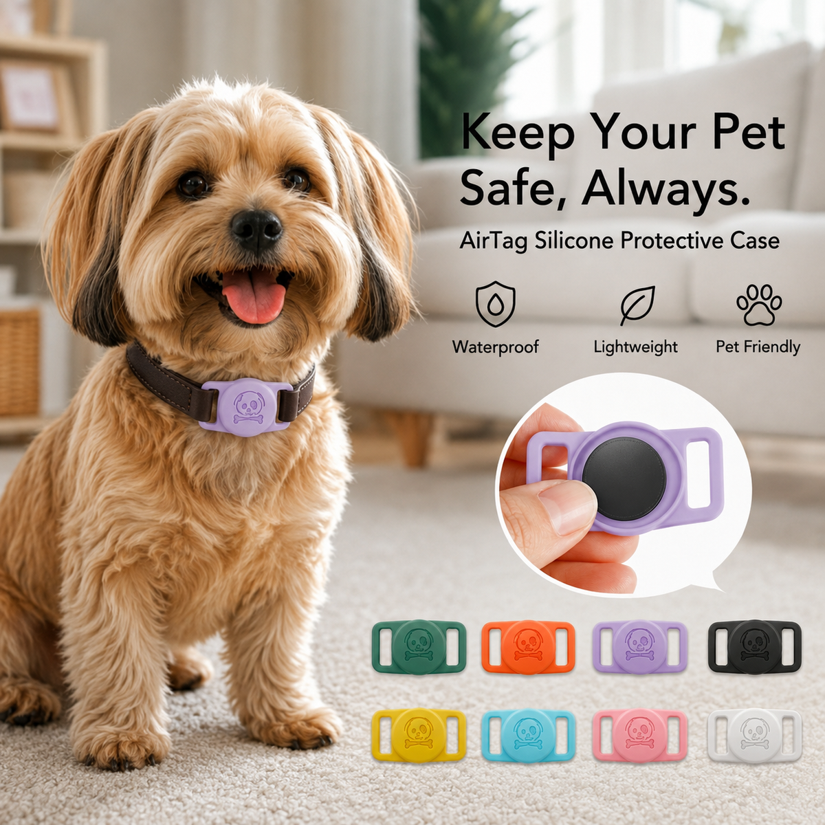 Silicone AirTag Holder for Dog & Cat Collars – Secure Pet Tracking Case