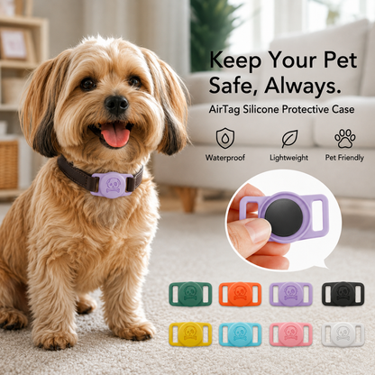 Silicone AirTag Holder for Dog & Cat Collars – Secure Pet Tracking Case