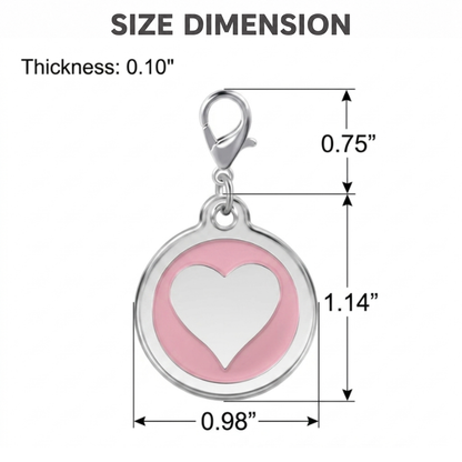 Personalized Enamel Heart Round Pet ID Tag, Custom Dog and Cat Name Tag with Phone Number