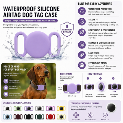 Silicone AirTag Round Holder for Dog & Cat Collars – Secure Pet Tracking Case