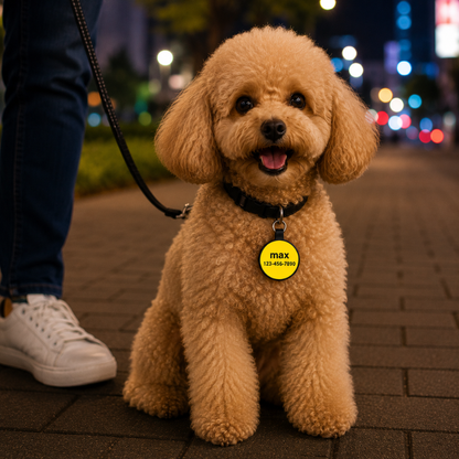 Personalized Silicone Round Pet ID Tag – Custom Dog & Cat Name Tag with Phone Number