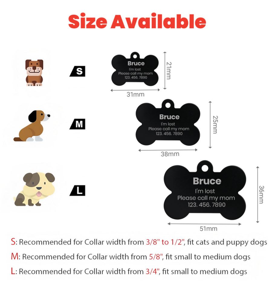 Custom Double-Sided Aluminum Dog & Cat Name Tag