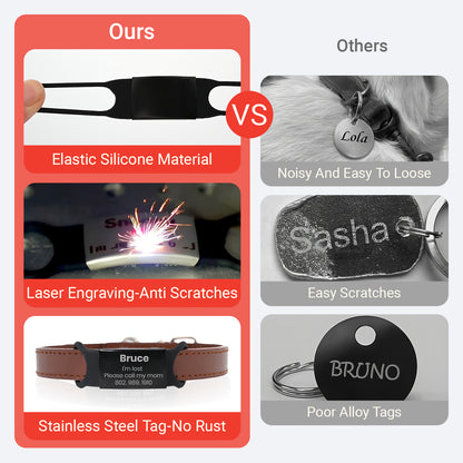 Personalized Slide-On Silicone & Metal Pet ID Tag BLK & SIL