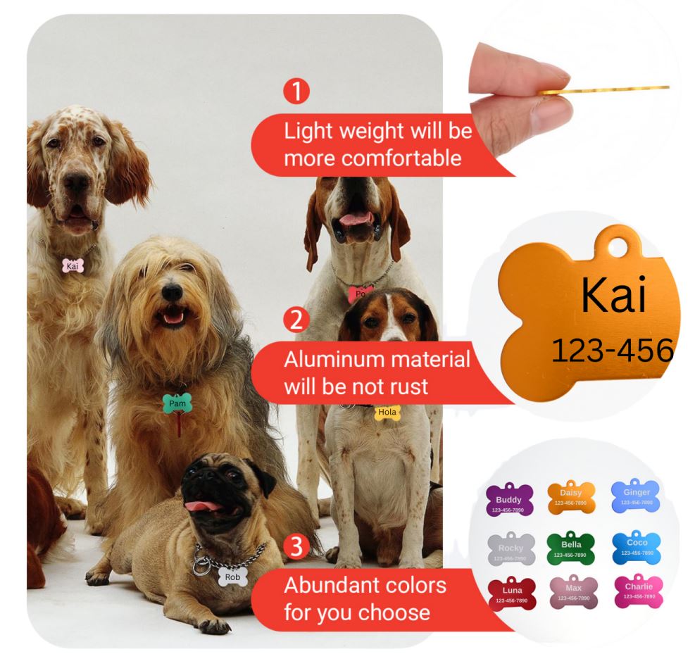 Custom Double-Sided Aluminum Dog & Cat Name Tag