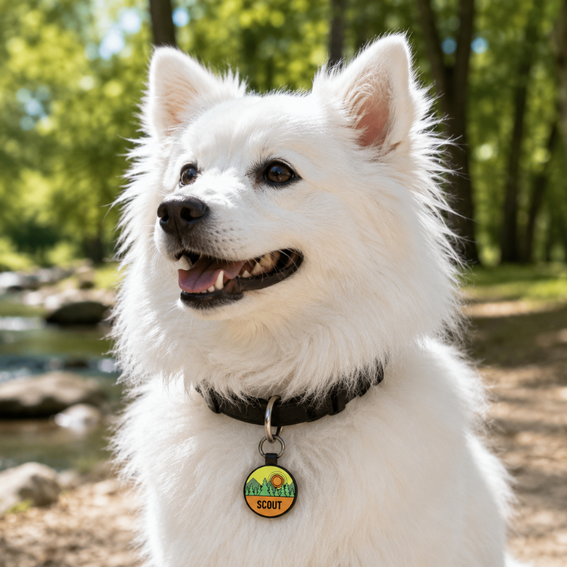 Personalized Scenic Silicone Round Pet ID Tag – Custom Dog & Cat Name Tag