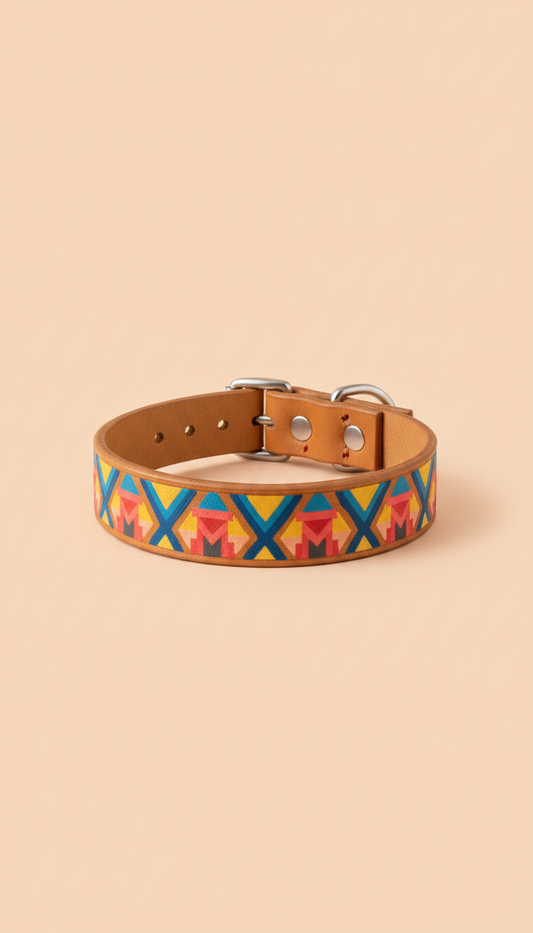 Leather Collar With Artist Print