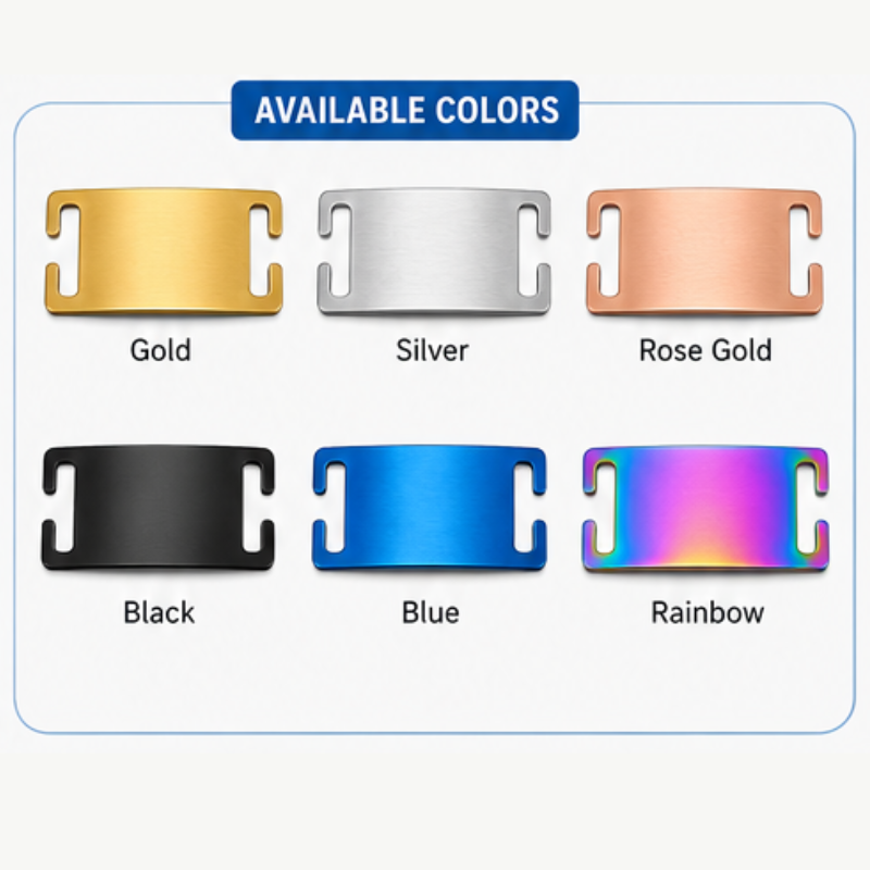 Personalized Rectangle Slide-On Pet ID Tag – Stainless Steel Custom Engraved Dog & Cat Collar Name Plate