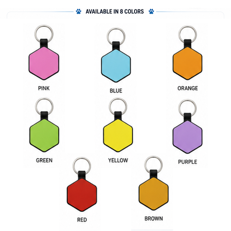 Personalized Silicone Hexagon Pet ID Tag – Custom Dog & Cat Name Tag with Phone Number