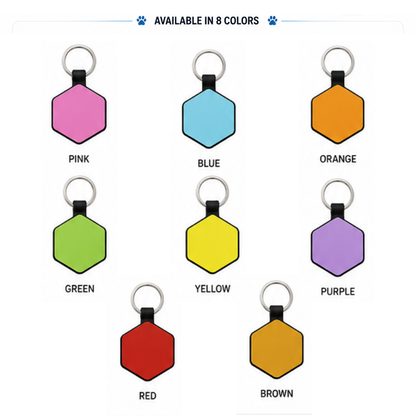 Personalized Silicone Hexagon Pet ID Tag – Custom Dog & Cat Name Tag with Phone Number